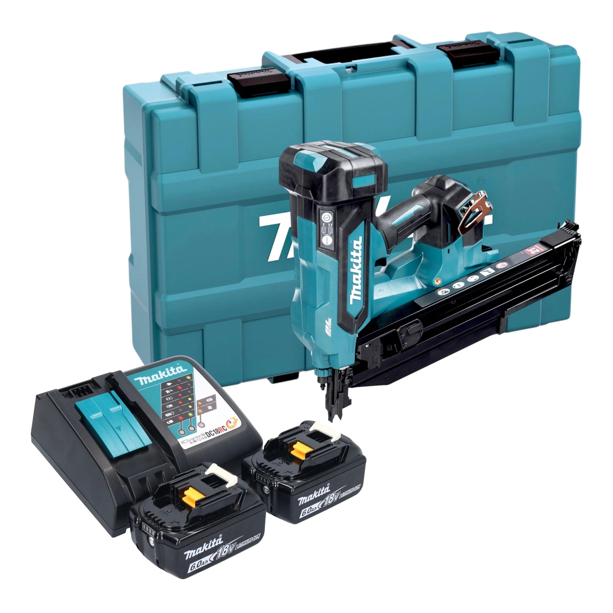 Makita DBN 901 RGK Cloueuse sans fil 18 V 50 - 90 mm Brushless + 2 batteries 6,0 Ah + chargeur + coffret
