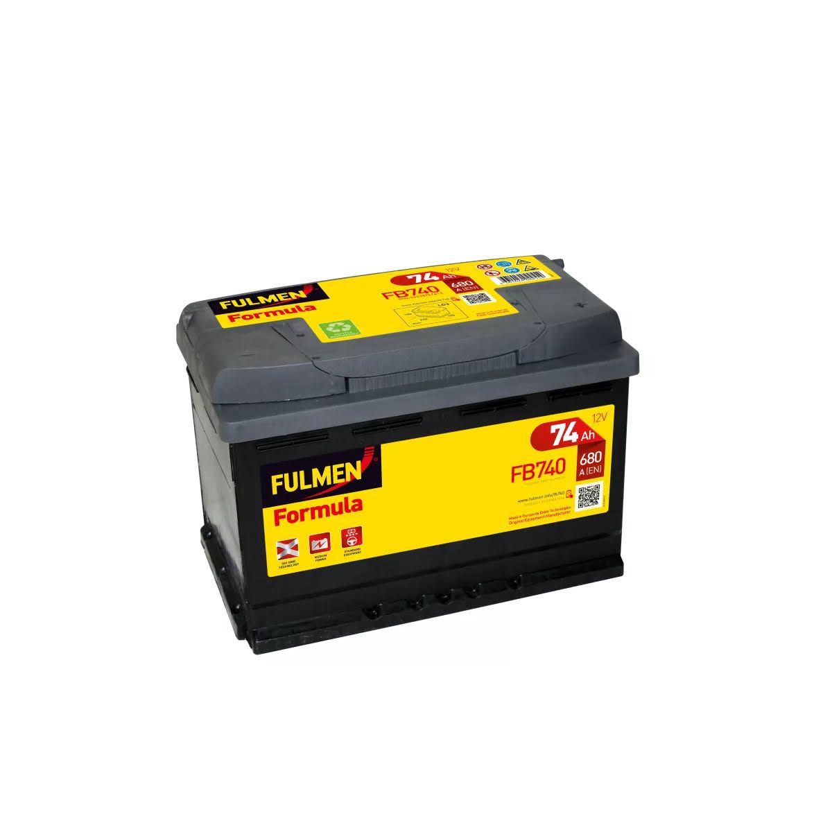 Batterie voiture FULMEN Formula fb740 12V 74Ah 680A(Gris/Jaune/Noir)