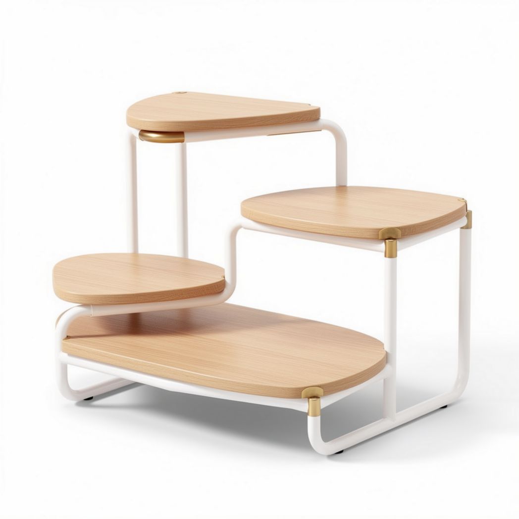 Étagère d'angle en bois et métal pour espace de rangement - 60 x 40 x 40