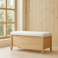 Banquettes coffre de rangement en bois de chêne avec coussin en polyester beige 100x40x45 cm(Beige)