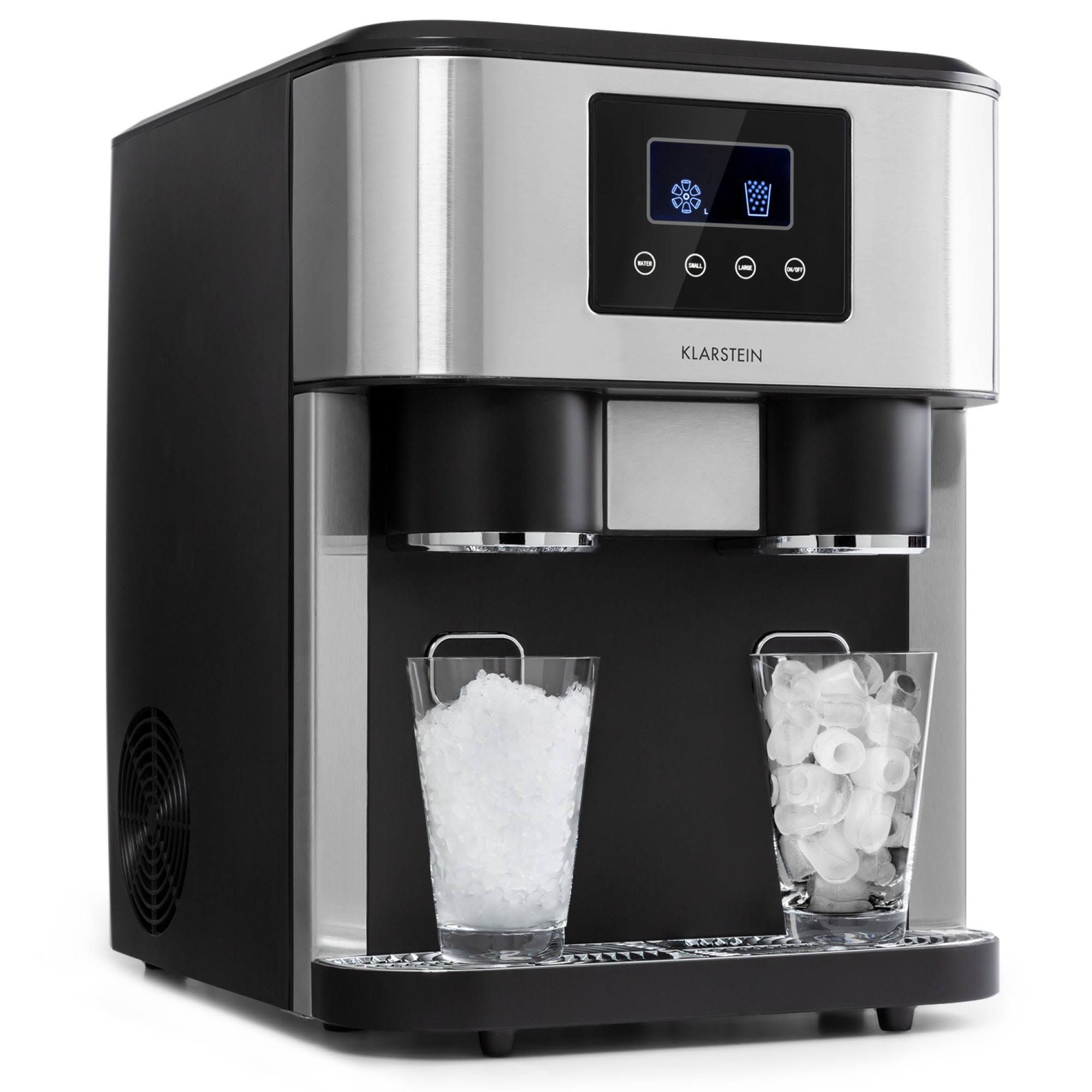 Klarstein Eiszeit Crush Machine à glaçons 18kg/24h 2 tailles de cubes(Noir/Argent)
