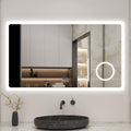 AICA Miroir Salle de Bain rectangulaire 120 x 70cm, Bluetooth + 3 Couleurs + dimmable + grossissant + Horloge + Anti-buée + mémoire, Miroir Lumineux(Blanc)