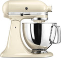 KitchenAid Robot Pâtissier I Artisan I Robot cuisine multifonctions à tête inclinable I Avec 4 accessoires I Bol de 4,8L | Crème(Crème)