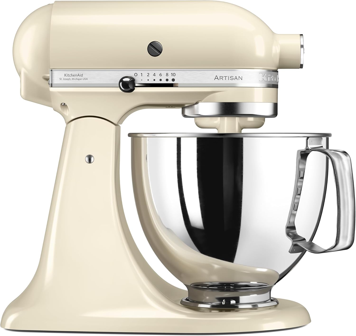 KitchenAid Robot Pâtissier I Artisan I Robot cuisine multifonctions à tête inclinable I Avec 4 accessoires I Bol de 4,8L | Crème(Crème)