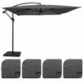 oviala Parasol déporté 3x3m et 4 dalles à remplir aluminium gris(Noir/Gris)