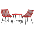 Ensemble de mobilier de jardin rouge avec table et chaises en métal et corde(Rouge/Noir)