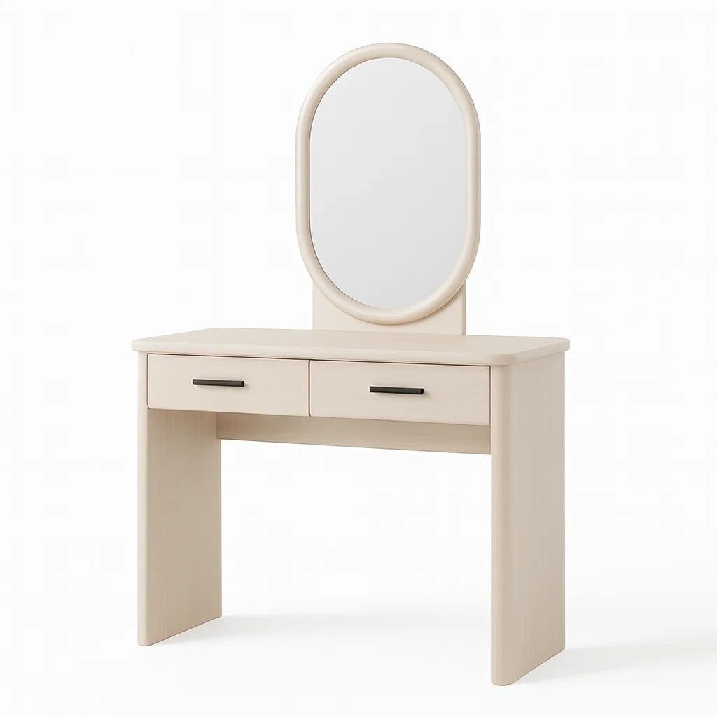 Coiffeuse avec miroir en bois MDF crème(Crème)