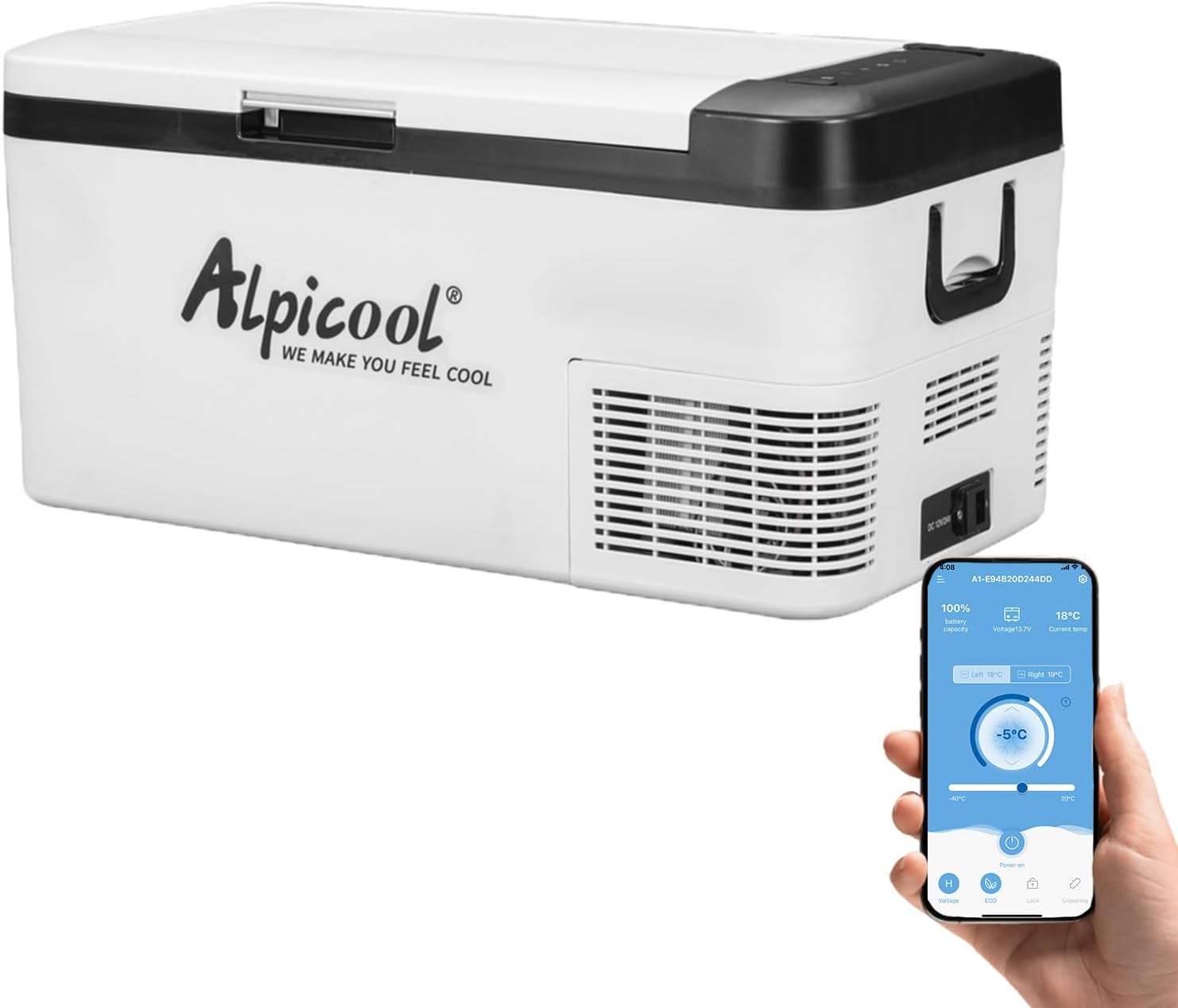 Alpicool LGMP8 8L Glaciere Portable Réfrigérateur Voiture Camping Congélateur 12/24V Mini Frigo pour Maison, Bureau ou Pique-Nique en Plein Air/ -20 à 20℃(Batterie Non Incluse)(18L/K18)