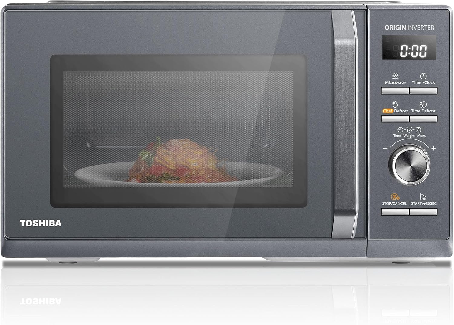 Toshiba Micro-ondes 20L MW2-MM20P(BK), Micro-ondes sur Pied, 800W, 5 Niveaux de Puissance, avec Décongélation Facile, éclairage LED à l'intérieur, Noir(25L Solo Inverter)