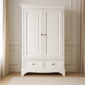 Armoires et penderies armoire en bois massif blanc avec deux portes et tiroirs 190x120x55 cm(Blanc)