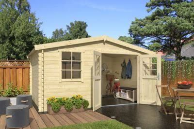 Abri de jardin Klikstrom Riga bois naturel ép.34 mm surface totale 12.15m²(Bois Naturel)