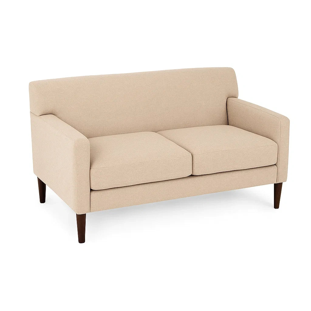 Canapé 2 places tissu beige pieds bois massif(Beige)