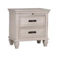 Table de chevet en bois blanc avec 2 tiroirs(Blanc)