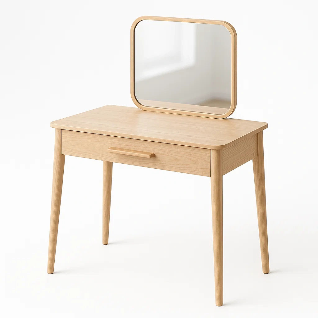 Coiffeuse en bois de chêne avec miroir(Naturel)