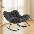 Chaise à Bascule d'Intérieur et d'Extérieur Chaise Papasan Surdimensionnée avec Coussin Rembourré  Cadre en Métal Capacité 205 Kg Gris(Default Title)