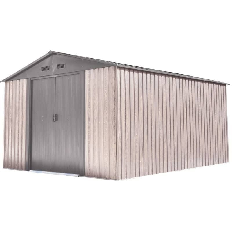 x-metal Abri de jardin métal 11m² WoodTouch(Gris/Bois)