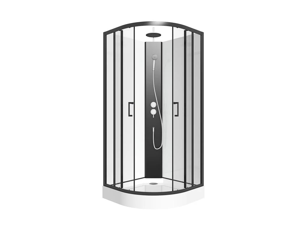 Cabine Douche Quart - Blanc/Noir(Blanc/Noir)