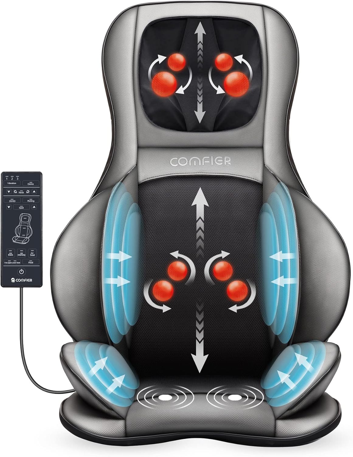 COMFIER siège massant Shiatsu dos  cou, 2D/3D, chaleur, compresse réglable