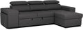 John Canapé-Lit d’Angle 4 Places – Chaise Longue Réversible, Têtières Réglables et 2 Poufs – Revêtement en Polyuréthane – Style Moderne – 263x161x96 cm – Noir(Noir (Cuir Synthétique))