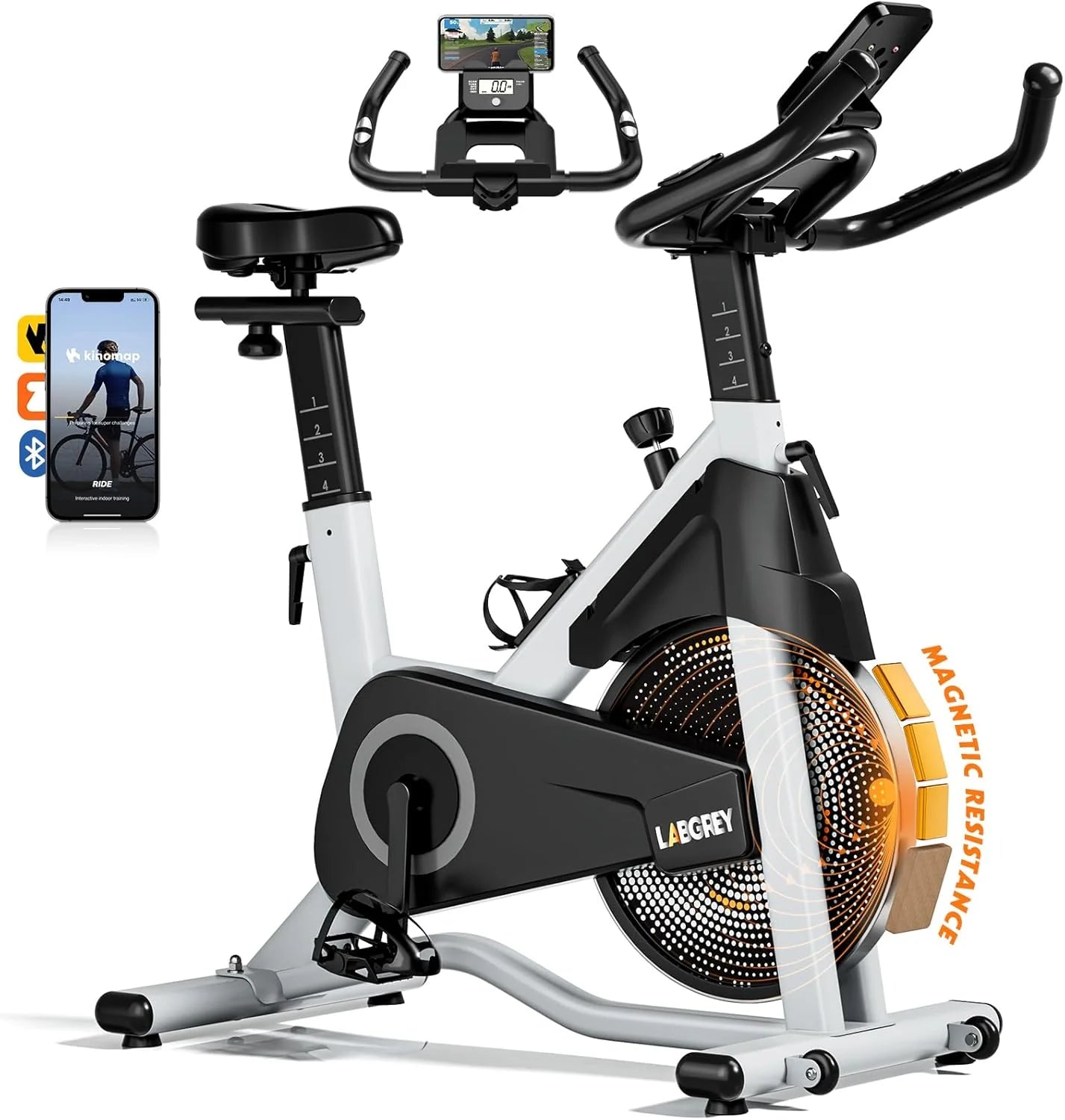LABGREY vélo appartement silencieux, LCD, guidon + siège réglables, cardio