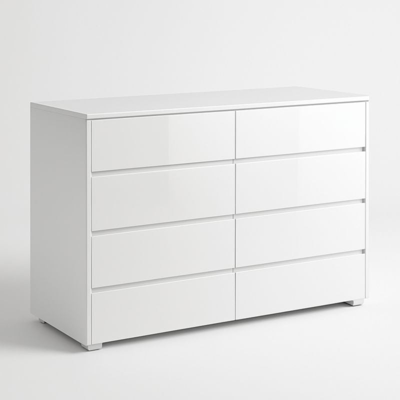 Commode 8 tiroirs Blanc MDF Laqué 120x40x76 cm(Blanc)