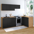 id market Cuisine Complète D'angle 400 Cm Subtil Avec Plan De Travail 7 Élements bois et noir(Noir/Bois)